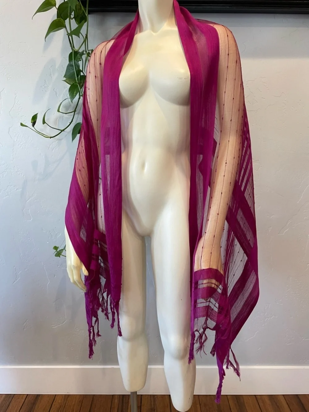 New sheer cotton/silk Fuchsia Wrap/pashmina/Shawl Lightweight Women's Accessory
